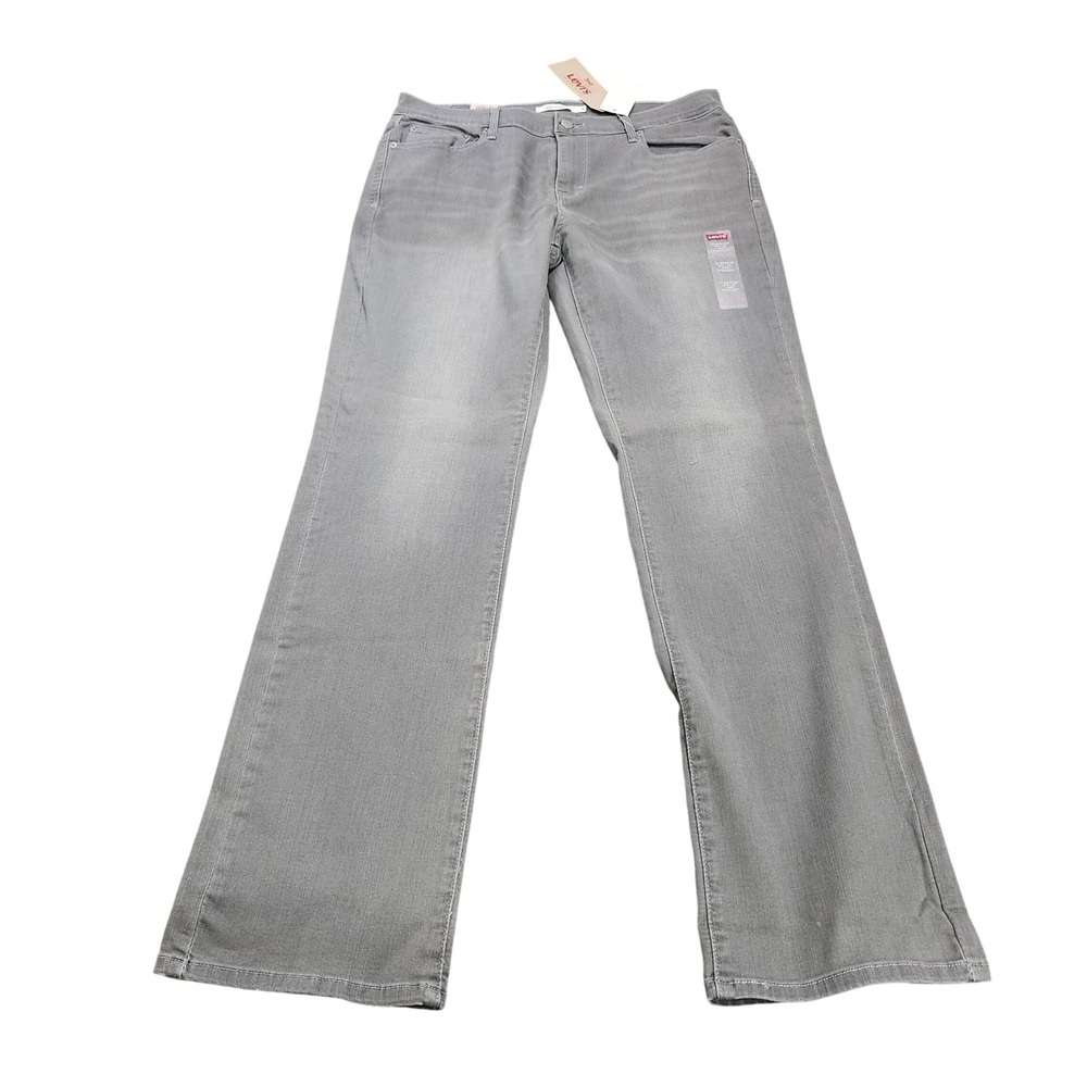 LEVIS JEANS WOMENS 12 505 STRAIGHT GREY STRETCH DENIM EUC